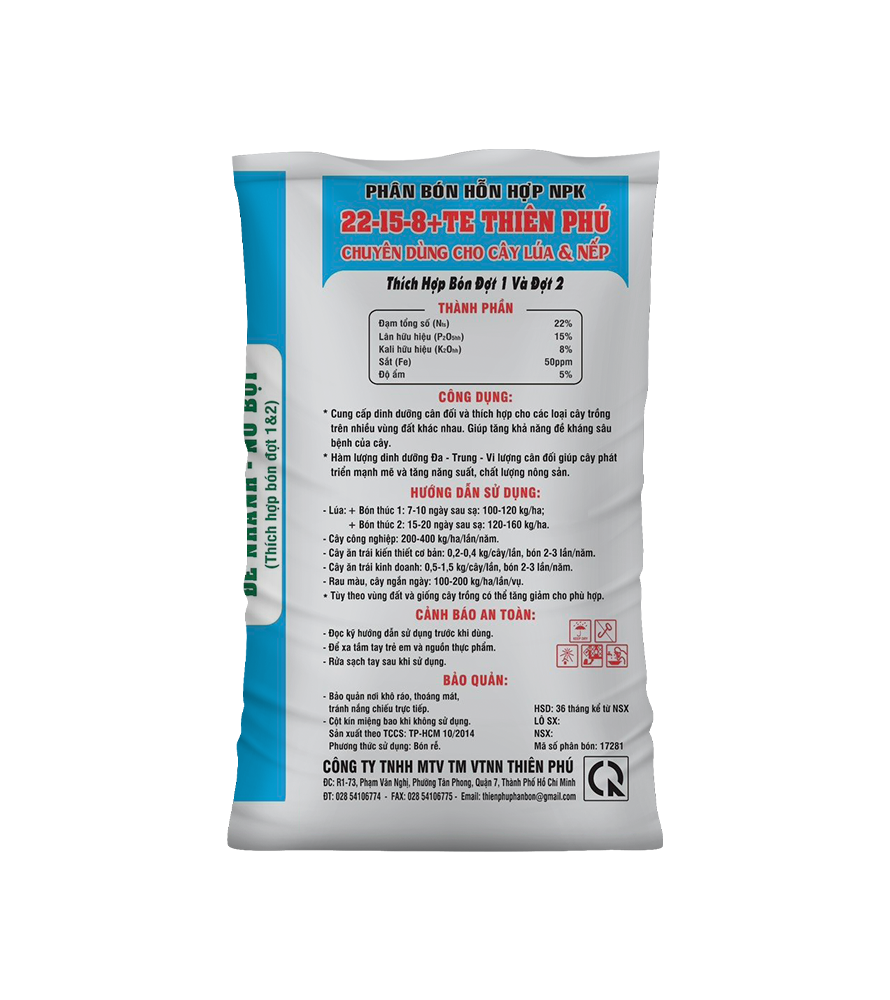 Phân bón NPK 22-15-8+TE (Đẻ Nhánh - Nở Bụi)