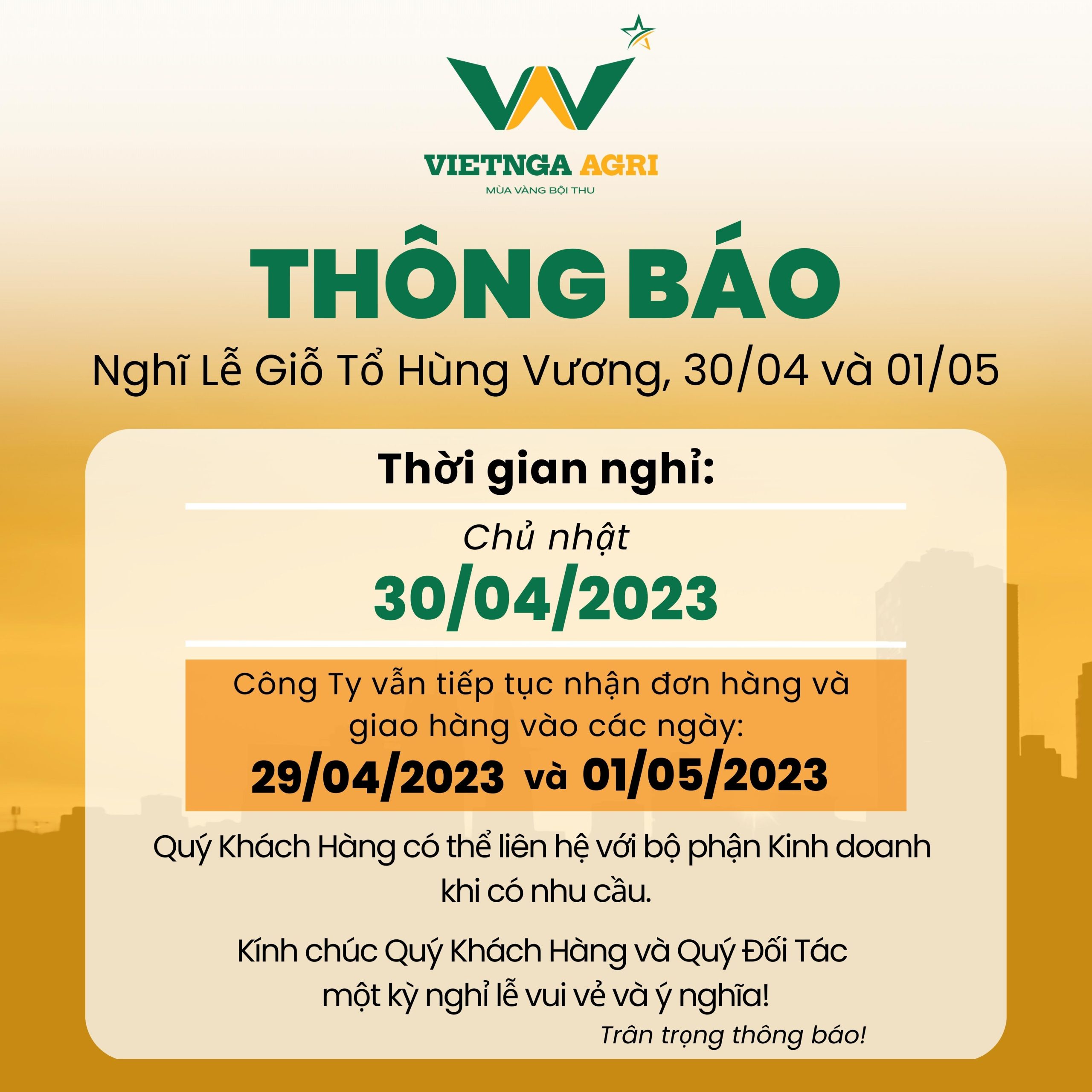 việt nga thông báo nghỉ lễ