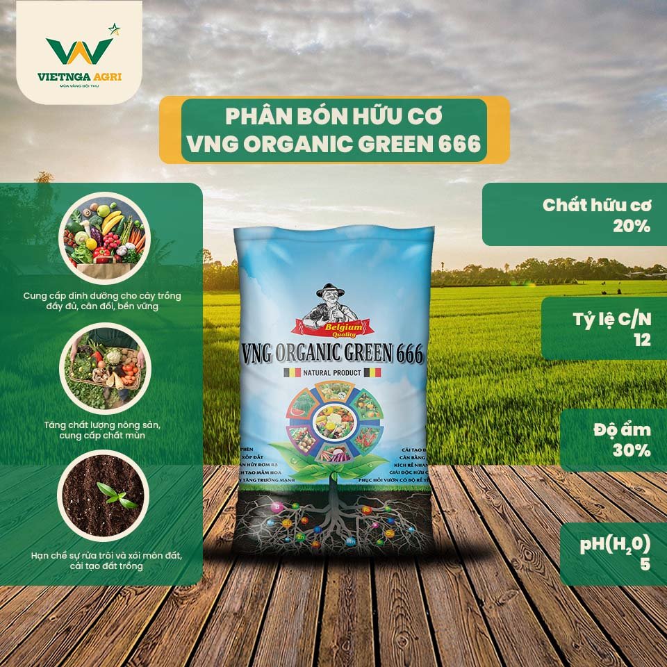 Phân hữu cơ VNG Organic Green 666 cho cây sầu riêng